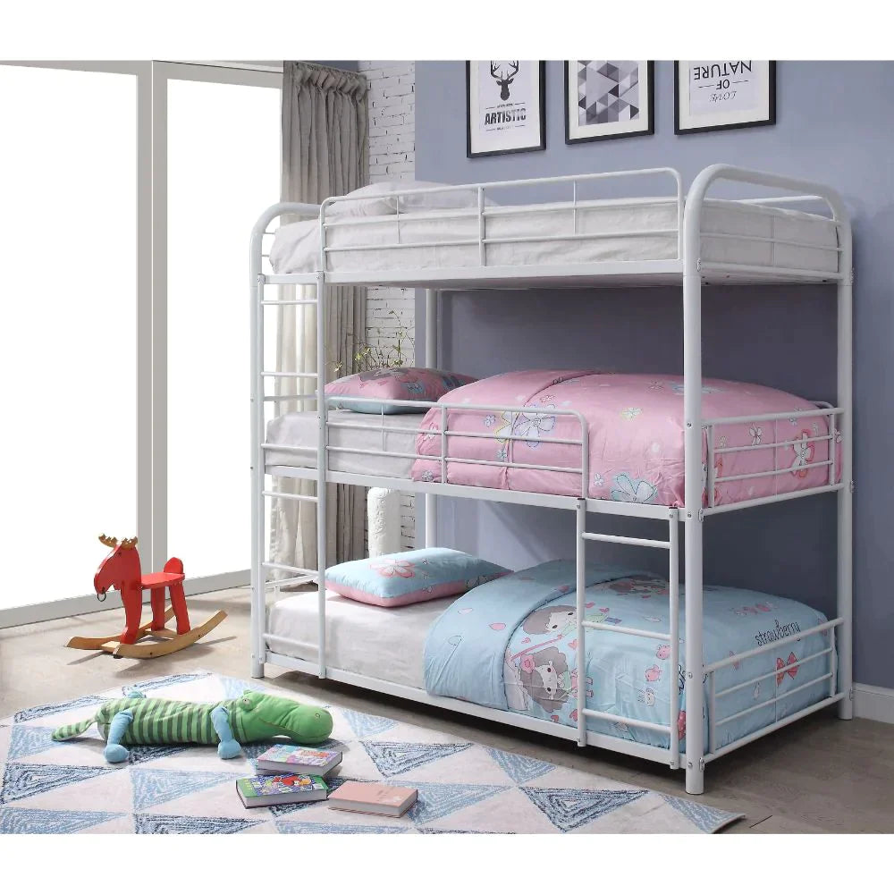 Cairo White Triple Bunk Bed - Twin Model 38110 By ACME Furniture