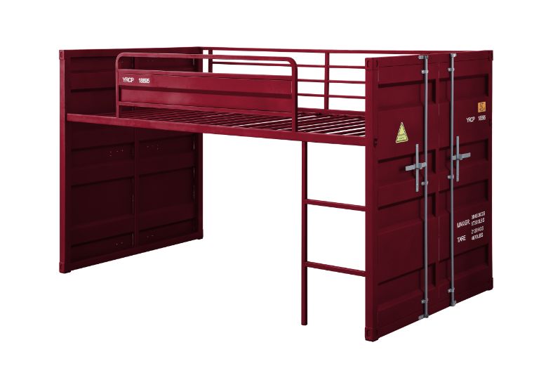 ACME Cargo Red Finish Cargo Twin Loft Bed Model 38300