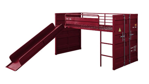 ACME Cargo Red Finish Cargo Twin Loft Bed Model 38300