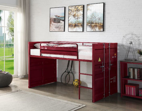 ACME Cargo Red Finish Cargo Twin Loft Bed Model 38300