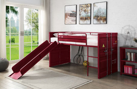 ACME Cargo Red Finish Cargo Twin Loft Bed Model 38300