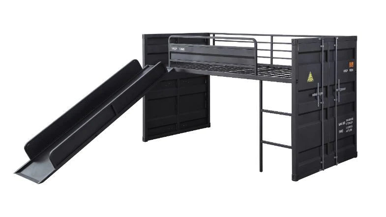 Cargo Gunmetal Finish Twin Loft Bed Model 38305 By ACME Furniture