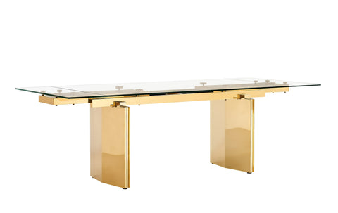 Modrest Nassim Glam Glass Extendable Dining Table Model VGZA-T105-S-GLD