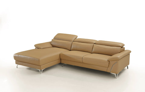 Divani Casa Sura Modern Camel Leather Left Facing Sectional Sofa