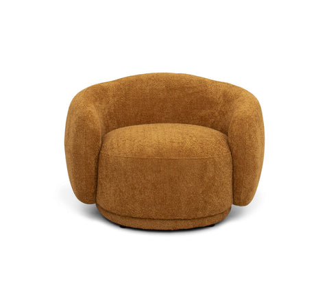 Divani Casa Andrew Modern Orange Fabric Swivel Accent Chair Model VGEV-B1830-CHR-ORG