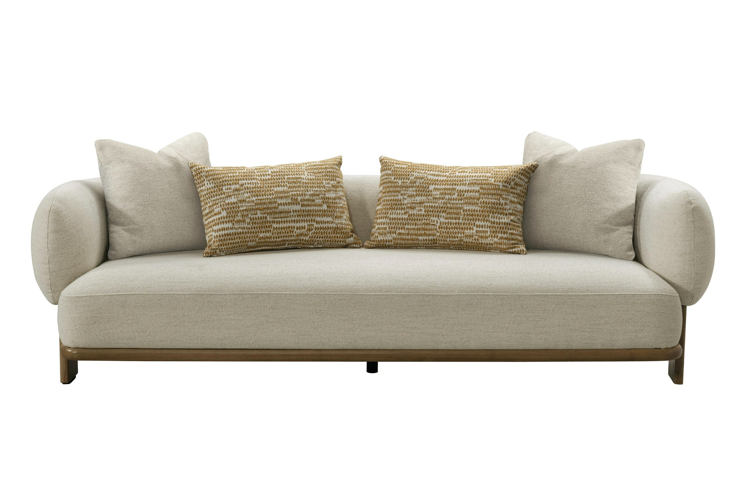 Divani Casa Optima Mid Century Modern Beige & Orange Fabric 3 Seater Sofa Model VGHM-XF559-3SOFA-BGE