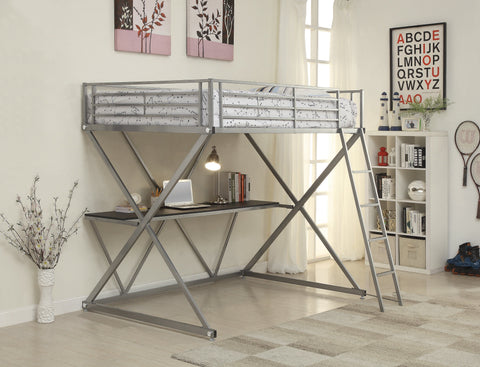 Coaster Hyde Full Workstation Loft Bed Silver Model 400034F