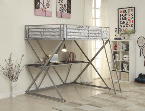 Coaster Hyde Full Workstation Loft Bed Silver Model 400034F
