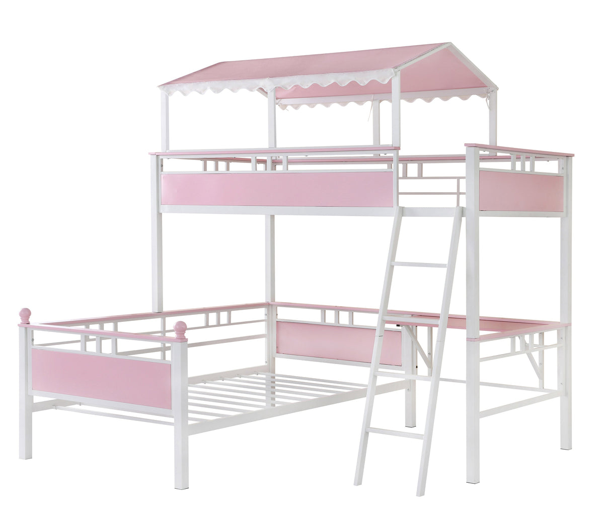 Coaster Alexia Twin over Twin Workstation Bunk Bed Pink and White Model 400119
