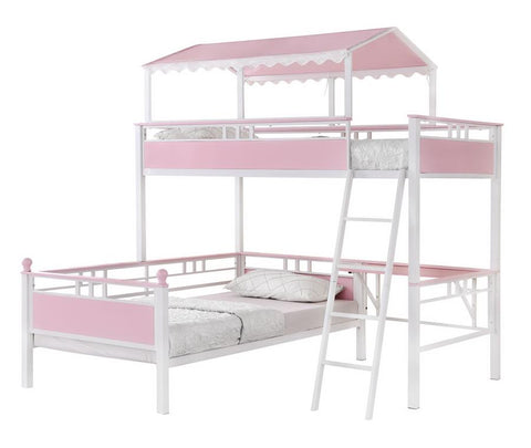 Coaster Alexia Twin over Twin Workstation Bunk Bed Pink and White Model 400119