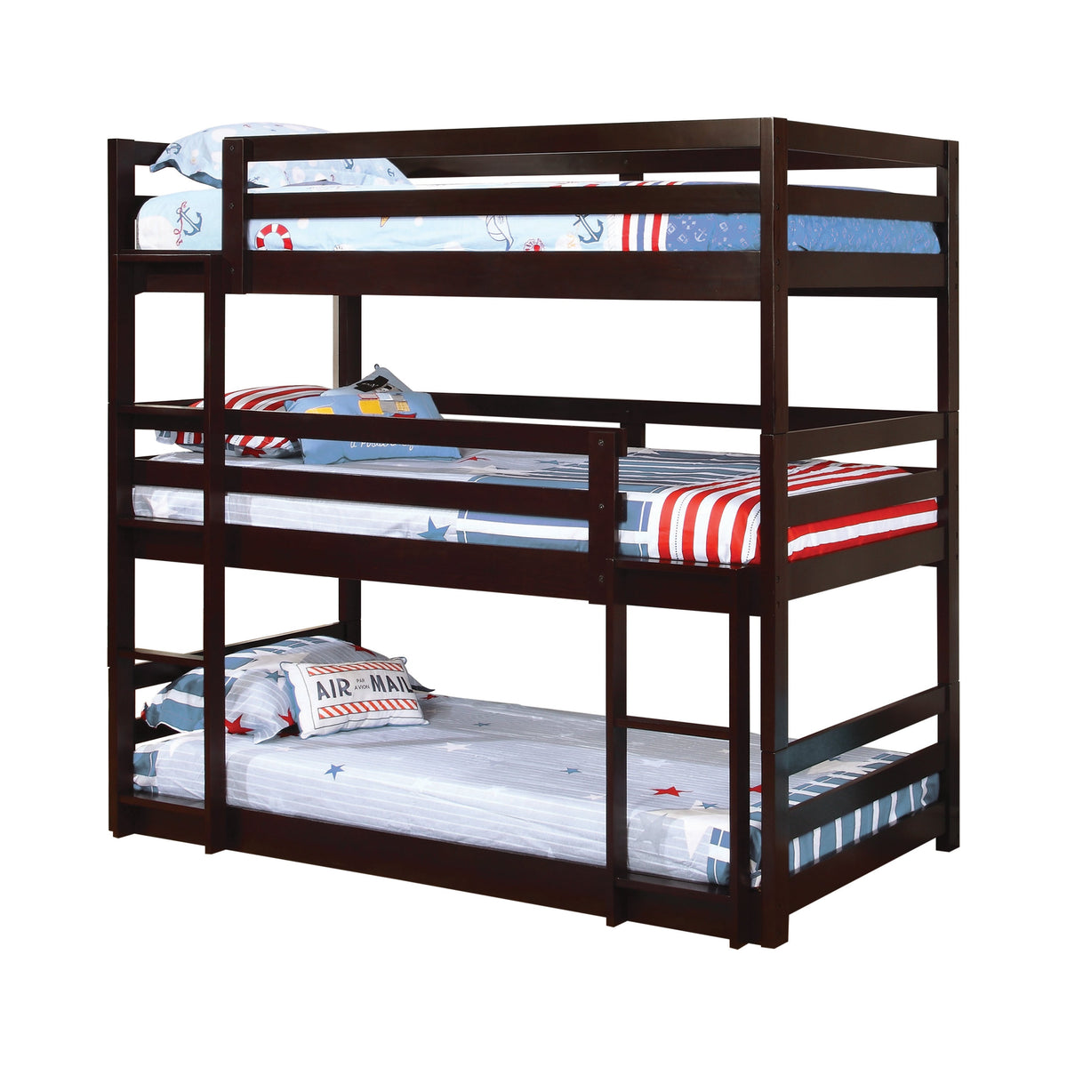 Coaster Sandler Twin Triple Bunk Bed Cappuccino Model 400302