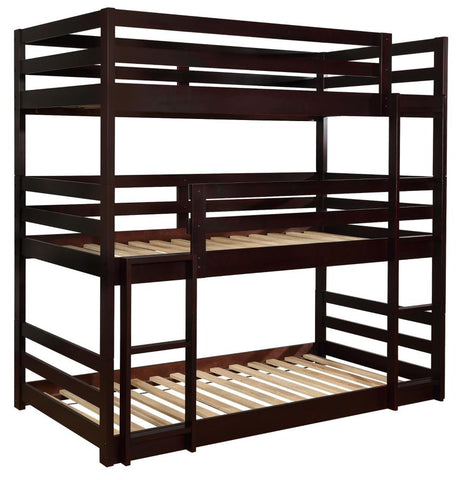 Coaster Sandler Twin Triple Bunk Bed Cappuccino Model 400302