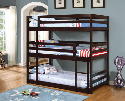 Coaster Sandler Twin Triple Bunk Bed Cappuccino Model 400302