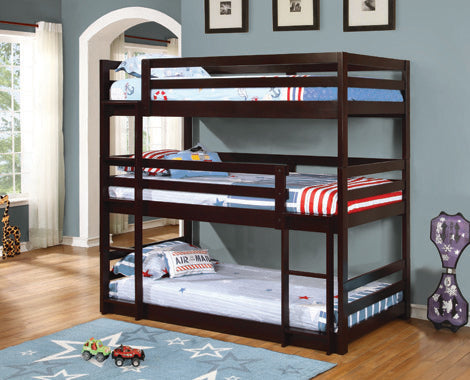 Coaster Sandler Twin Triple Bunk Bed Cappuccino Model 400302