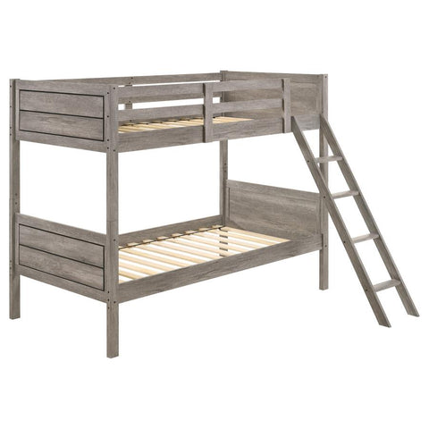 Coaster Ryder Twin over Twin Bunk Bed Weathered Taupe Model 400818