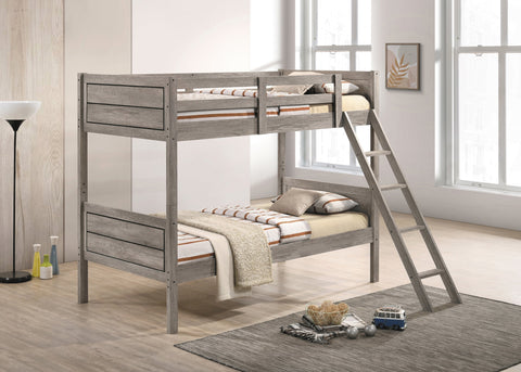 Coaster Ryder Twin over Twin Bunk Bed Weathered Taupe Model 400818