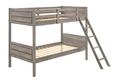 Coaster Ryder Twin over Twin Bunk Bed Weathered Taupe Model 400818