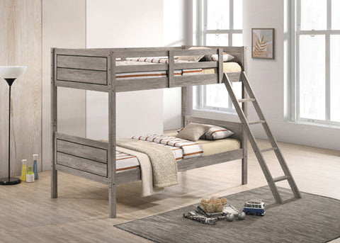 Coaster Ryder Twin over Twin Bunk Bed Weathered Taupe Model 400818