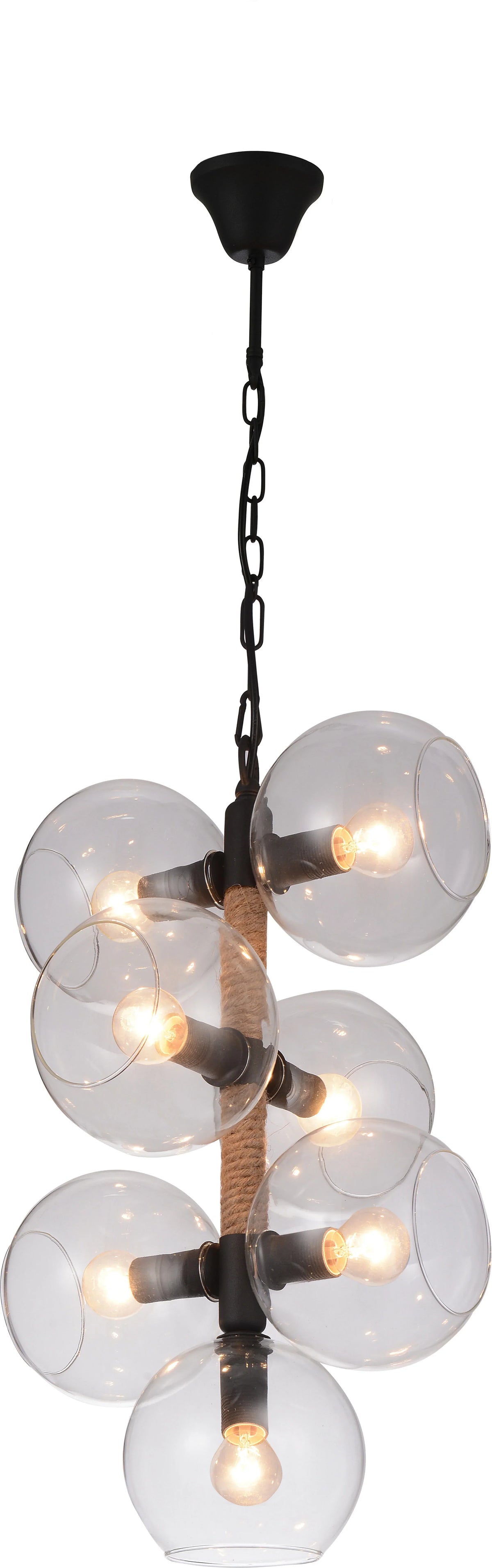 Okee Black Satin & Amber Glass Ceiling Lamp Model 40092 By ACME Furniture