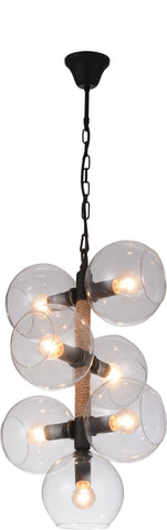 ACME Okee Amber Glass & Black Satin Finish Okee Ceiling Lamp Model 40092