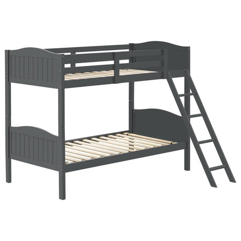 Coaster Arlo Twin/Twin Bunk Bed with Ladder Grey Model 405053GRY