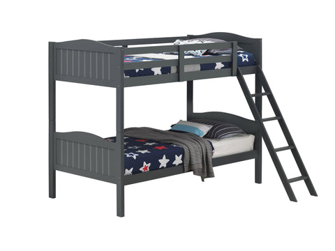 Coaster Arlo Twin/Twin Bunk Bed with Ladder Grey Model 405053GRY
