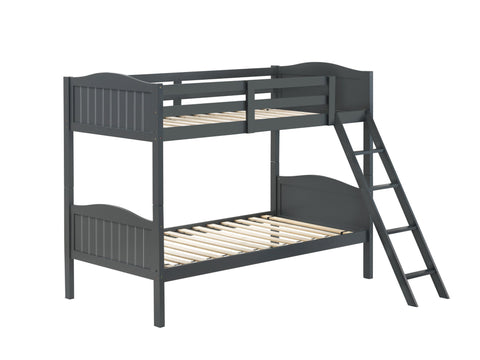 Coaster Arlo Twin/Twin Bunk Bed with Ladder Grey Model 405053GRY