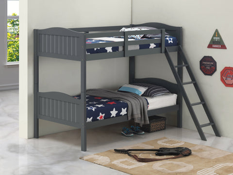 Coaster Arlo Twin/Twin Bunk Bed with Ladder Grey Model 405053GRY