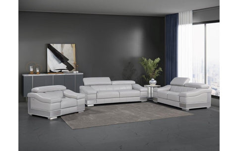 415 DivanItalia Light Gray Sofa Set – Top Grain Italian LeatherModel:  415-LIGHT-GRAY