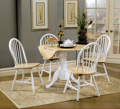 Coaster Allison Drop Leaf Round Dining Table Natural Brown and White Model 4241