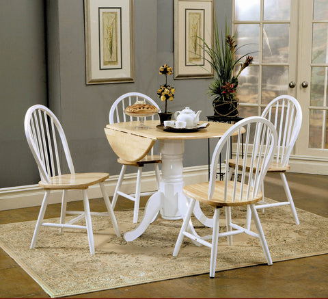 Coaster Allison Drop Leaf Round Dining Table Natural Brown and White Model 4241