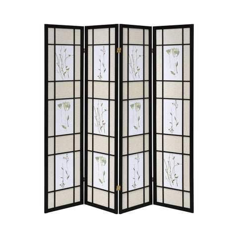 Coaster Catabella 4-panel Floral Print Folding Screen Multi-color Model 4407