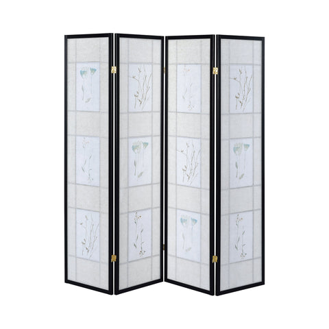 Coaster Catabella 4-panel Floral Print Folding Screen Multi-color Model 4407