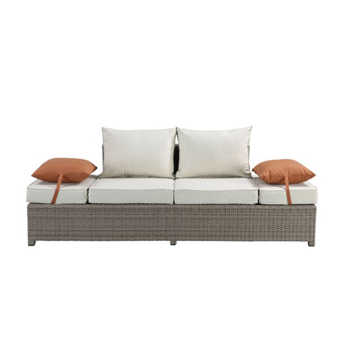 ACME Salena Beige Fabric & Gray Wicker Salena Patio Sofa & Ottoman Model 45015