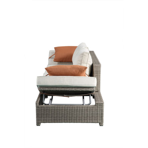 ACME Salena Beige Fabric & Gray Wicker Salena Patio Sofa & Ottoman Model 45015