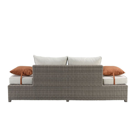 ACME Salena Beige Fabric & Gray Wicker Salena Patio Sofa & Ottoman Model 45015