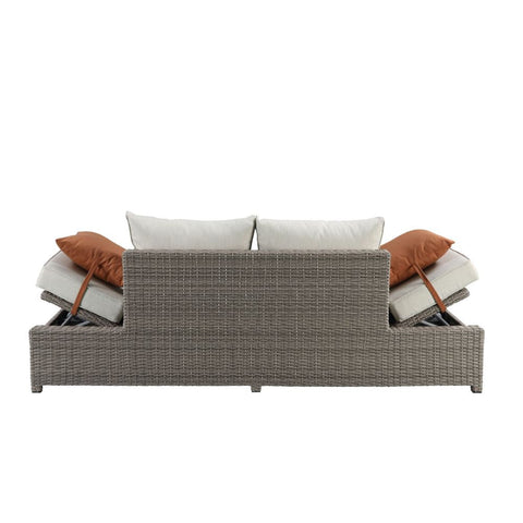 ACME Salena Beige Fabric & Gray Wicker Salena Patio Sofa & Ottoman Model 45015