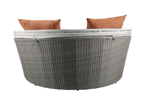 Glynn Beige Fabric & Gray Wicker Patio Sofa & Ottoman Model 45025 By ACME Furniture