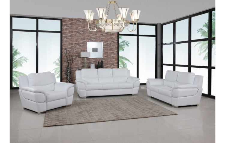 4572 White Genuine Leather Sofa SetModel:  4572-WHITE