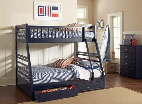 Coaster Ashton Twin over Full 2-drawer Bunk Bed Navy Blue Model 460181