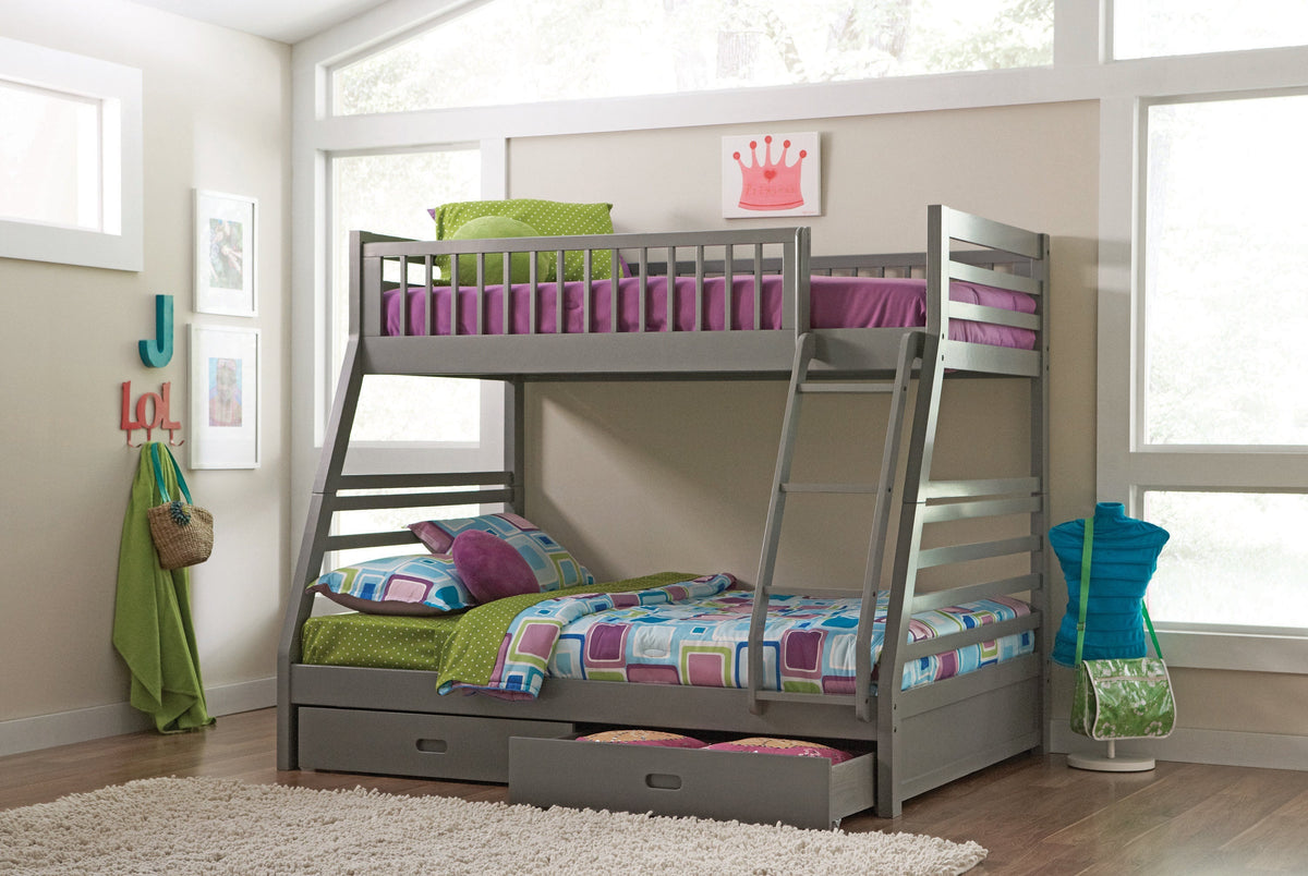Coaster Ashton Twin over Full Bunk 2-drawer Bed Grey Model 460182