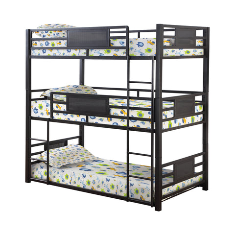 Coaster Rogen Twin Triple Bunk Bed Dark Bronze Model 460394T
