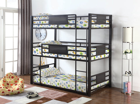 Coaster Rogen Twin Triple Bunk Bed Dark Bronze Model 460394T