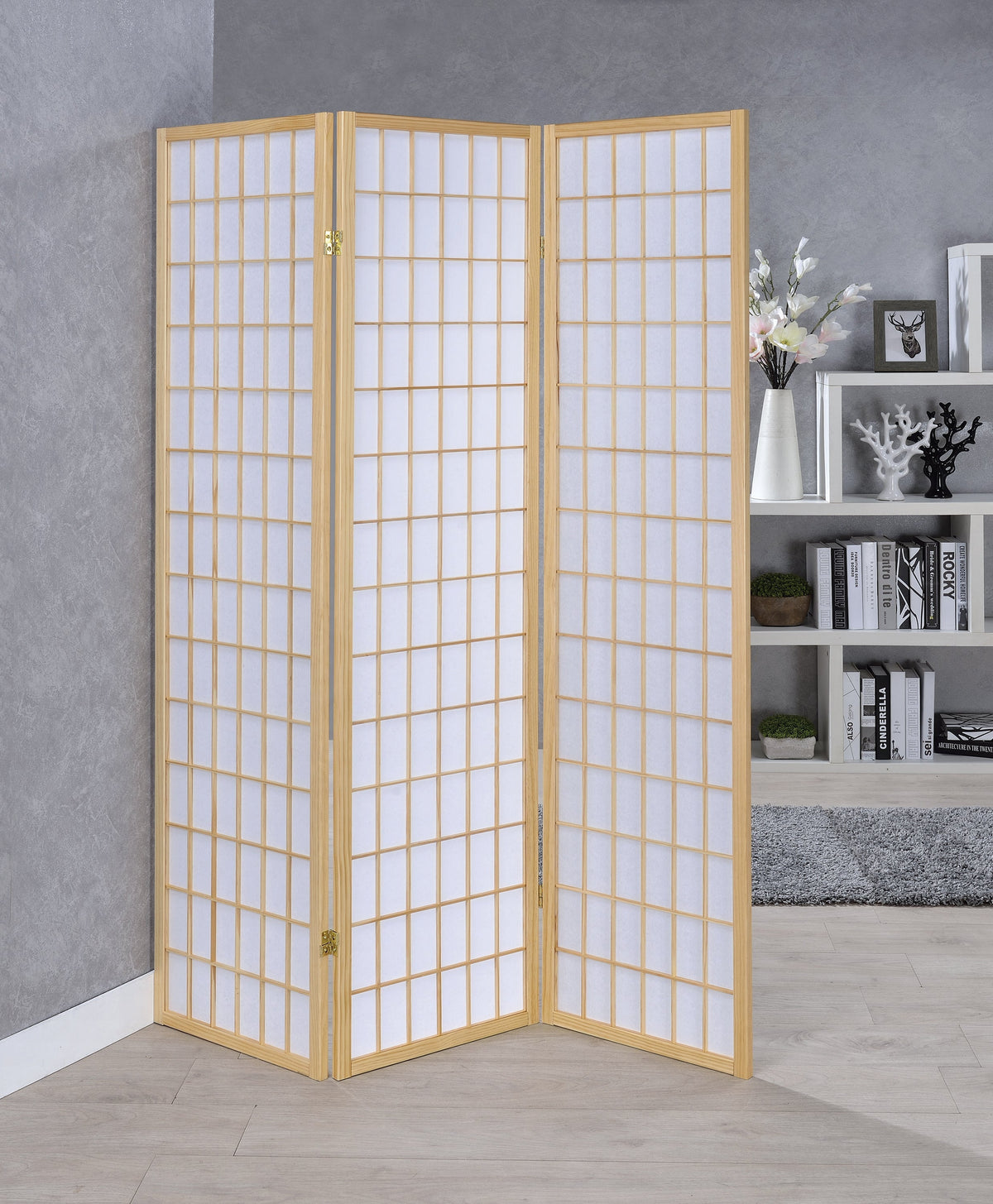 Coaster Carrie 3-panel Folding Screen Natural and White Model 4621