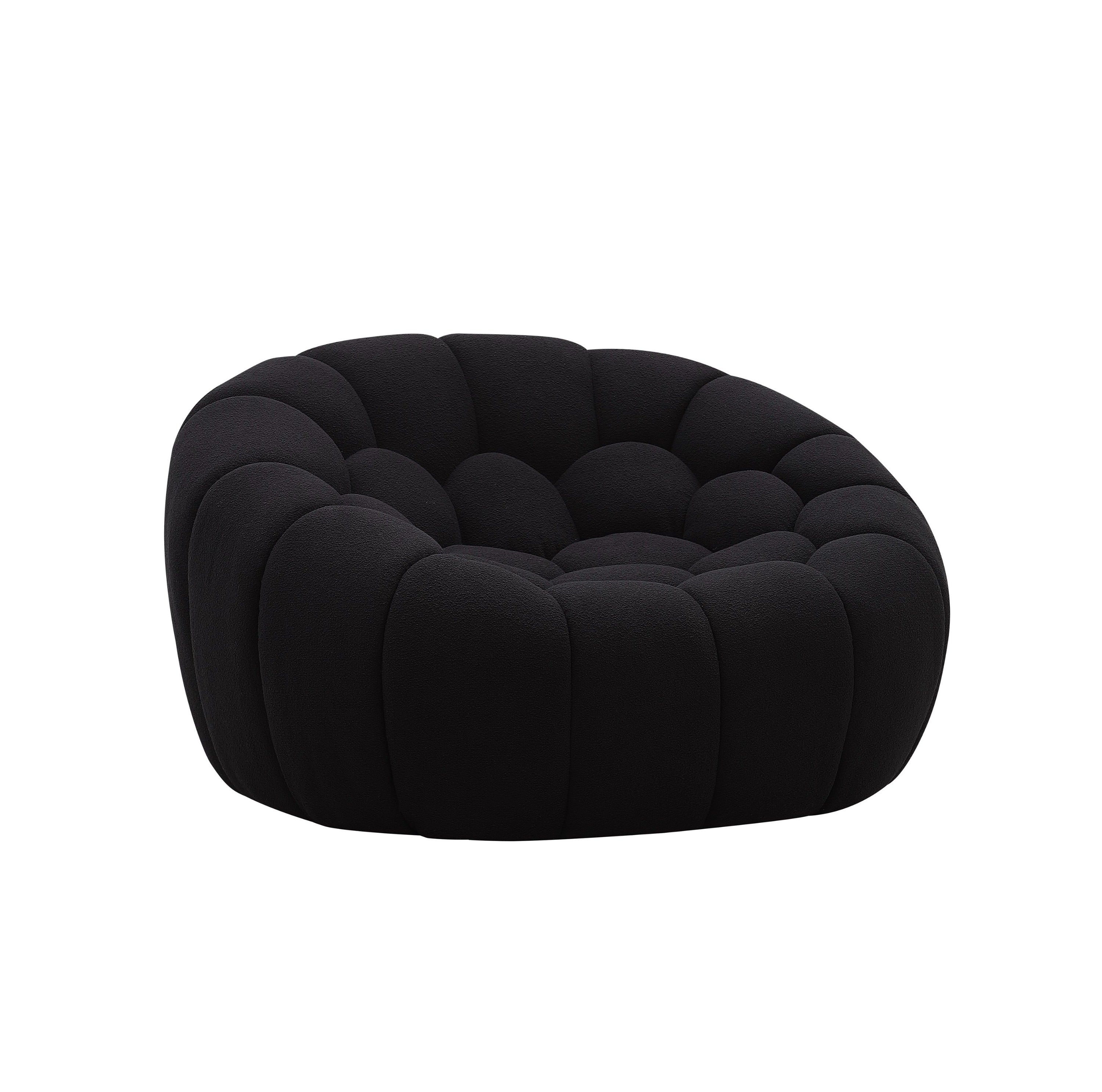 Divani Casa Yolonda Modern Curved Black Fabric Chair Model VGEV-2126C-CHR-BLK
