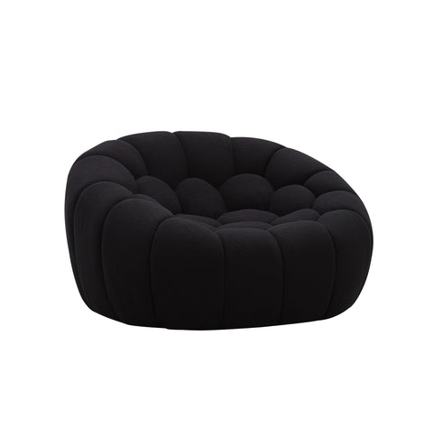 Divani Casa Yolonda Modern Curved Black Fabric Sofa Set Model VGEV-2126C-SET-BLK