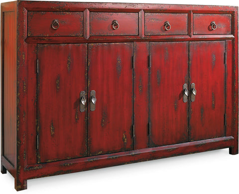 Hooker Furniture Living Room 58'' Red Asian Cabinet