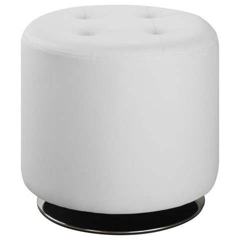 Coaster Bowman Round Upholstered Ottoman White Model 500554