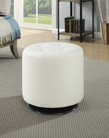 Coaster Bowman Round Upholstered Ottoman White Model 500554
