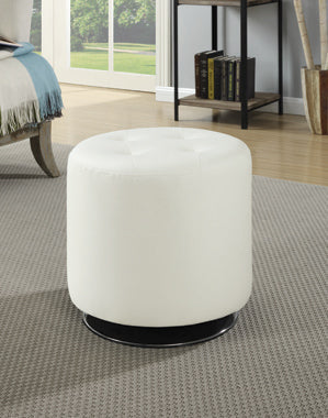 Coaster Bowman Round Upholstered Ottoman White Model 500554